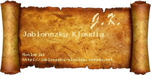 Jablonszky Klaudia névjegykártya